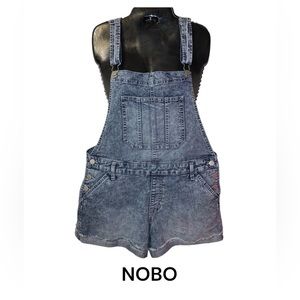No Boundaries- stretchy denim overall shorts
